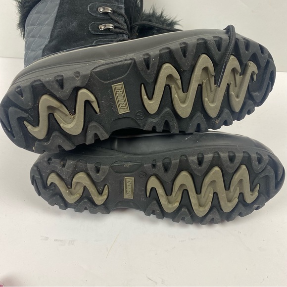 Khombu Nordic 2 Black Gray Winter Snow Tall Boots Lace-up Faux Fur Suede Size 7 - Picture 4 of 14